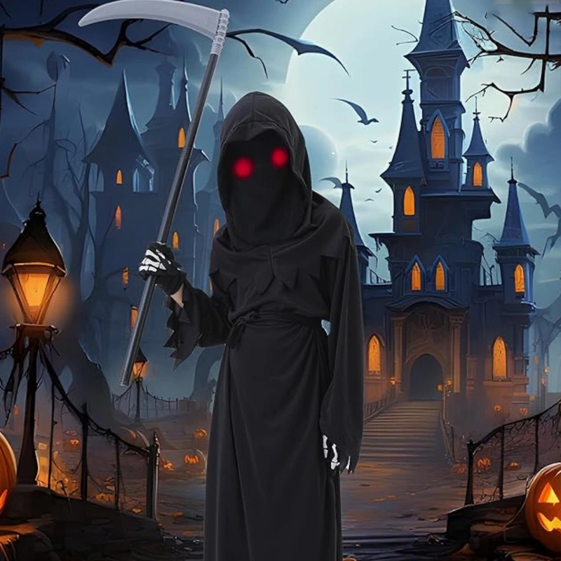 Halloween Parade Kids Grim Reaper kostym med huva
